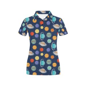 Planet With Star Print Design Lks303 Women'S Polo Shirt