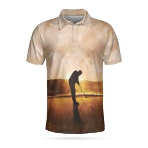 Playing Golf At Sunset Short Sleeve Polo Shirt #Dh