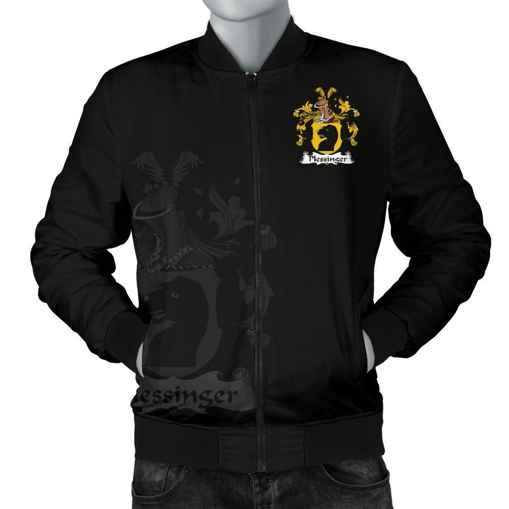 Plessinger Germany Men's Bomber Jacket - German Family Crest A7 Bomber Jacket Plessinger Germany Men's Bomber Jacket - German Family Crest A7 Bomber Jacket