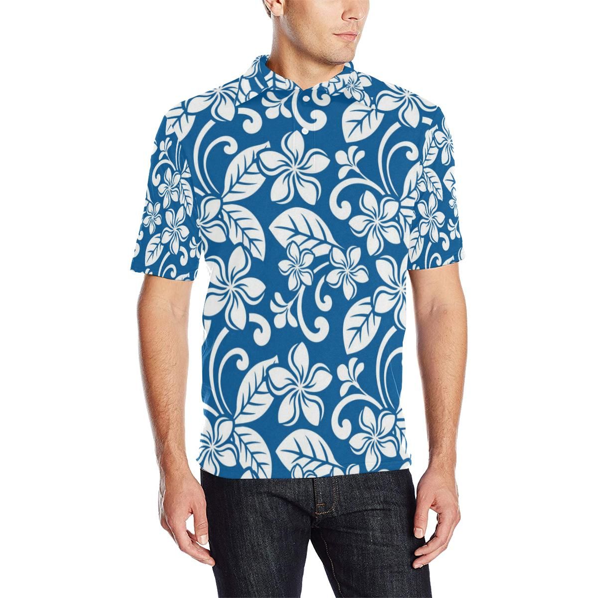 Plumeria Pattern Print Design Pm013 Men Polo Shirt Plumeria Pattern Print Design Pm013 Men Polo Shirt