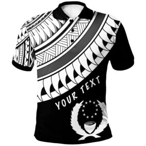 Pohnpei Custom Personalised Polo Shirt - Ginger Lei Pattern White - BN20