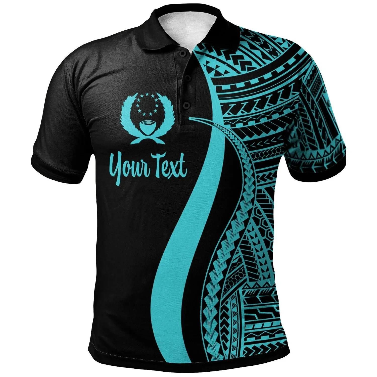 Pohnpei Custom Personalised Polo Shirt Turquoise - Polynesian Tentacle Tribal Pattern - BN11 Pohnpei Custom Personalised Polo Shirt Turquoise - Polynesian Tentacle Tribal Pattern - BN11