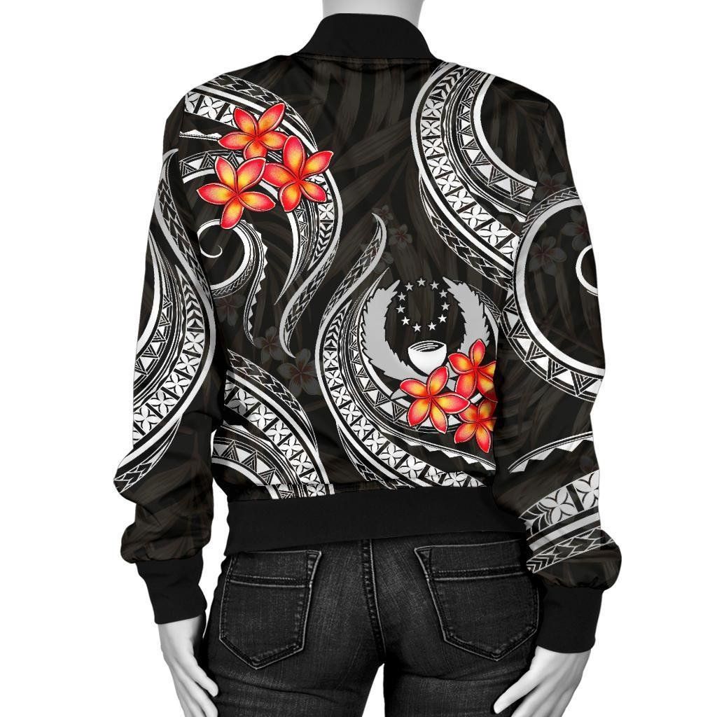 Pohnpei-Micronesian-Women-Bomber-Jacket-Black-Plumeria-BN11-Bomber-Jacket-2