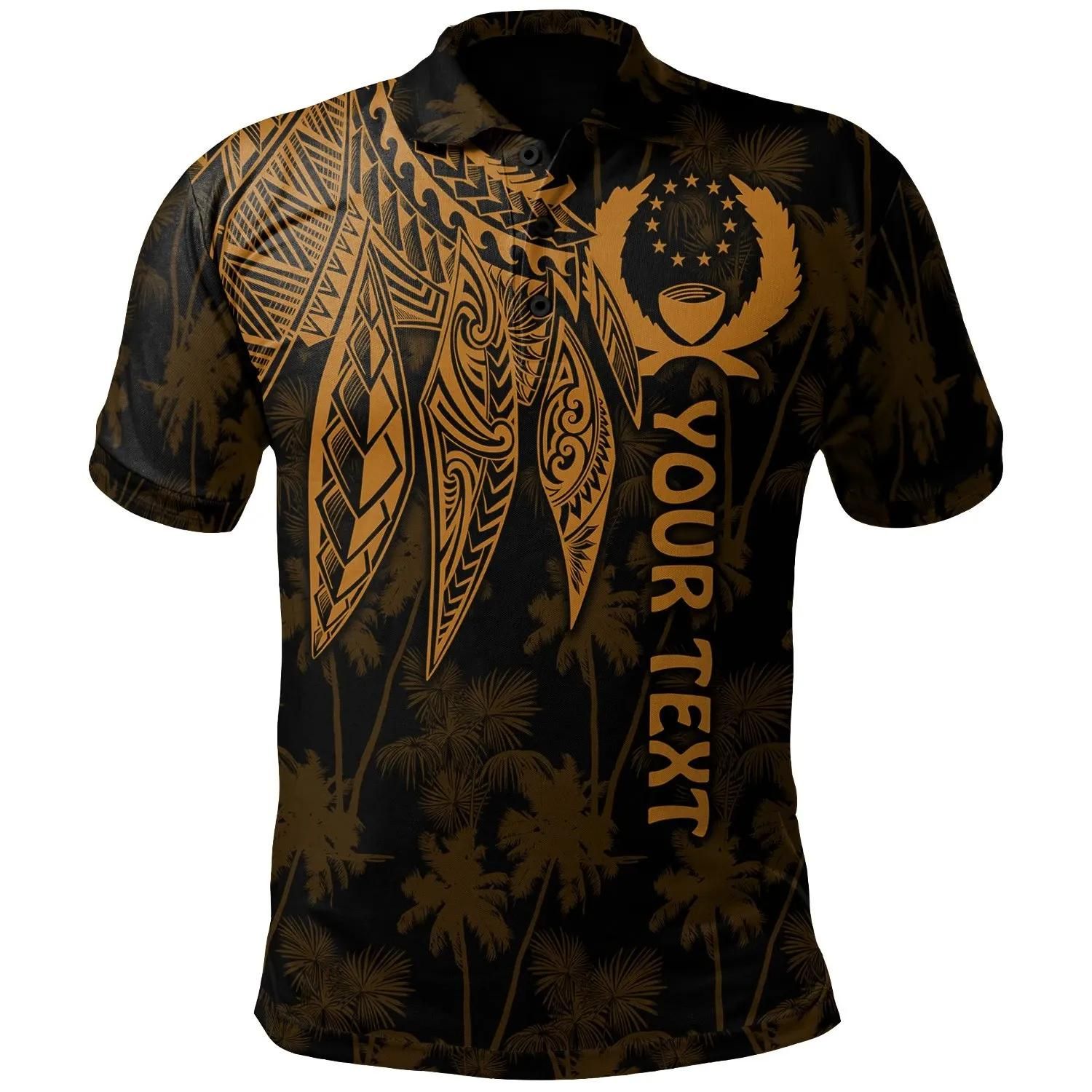 Pohnpei Personalised Polo Shirt- Polynesian Wings (Golden) - BN15 Pohnpei Personalised Polo Shirt- Polynesian Wings (Golden) - BN15