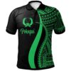 Pohnpei Polo Shirt Green - Polynesian Tentacle Tribal Pattern - BN11