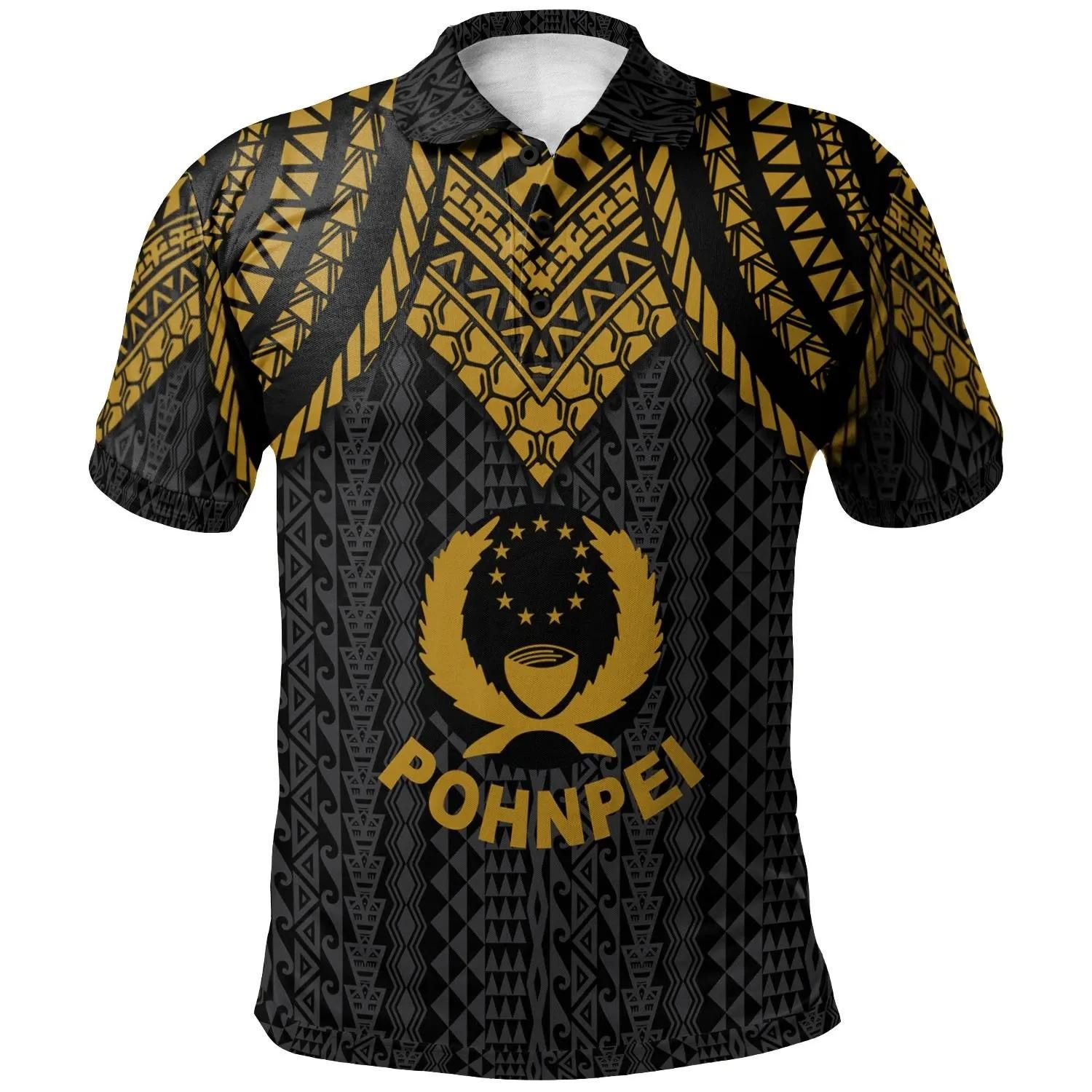 Pohnpei Polo Shirt - Polynesian Armor Style Gold - BN39 Pohnpei Polo Shirt - Polynesian Armor Style Gold - BN39