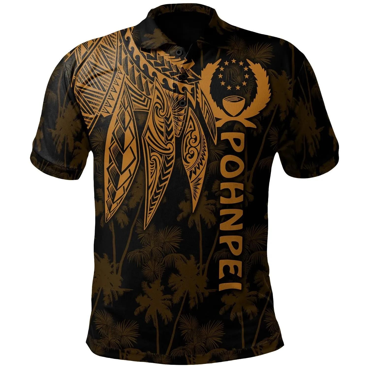 Pohnpei Polo Shirt - Polynesian Wings (Golden) - BN15 Pohnpei Polo Shirt - Polynesian Wings (Golden) - BN15
