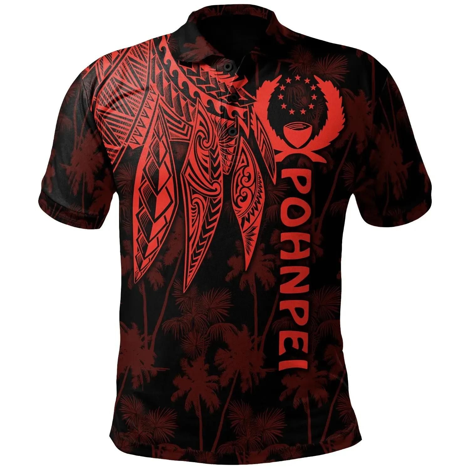 Pohnpei Polo Shirt - Polynesian Wings (Red) - BN15 Pohnpei Polo Shirt - Polynesian Wings (Red) - BN15