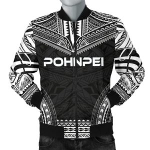 Pohnpei Polynesian Chief Men's Bomber Jacket - Black Version - Bn10 Bomber Jacket