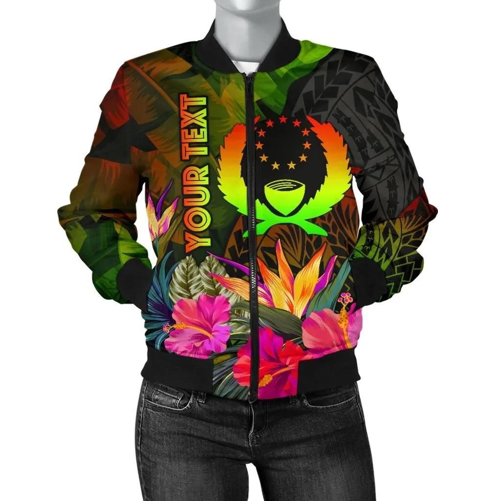 Pohnpei Polynesian Personalised Women's bomber Jacket - Hibiscus and Banana Leaves - BN15 Bomber Jacket Pohnpei Polynesian Personalised Women's bomber Jacket - Hibiscus and Banana Leaves - BN15 Bomber Jacket
