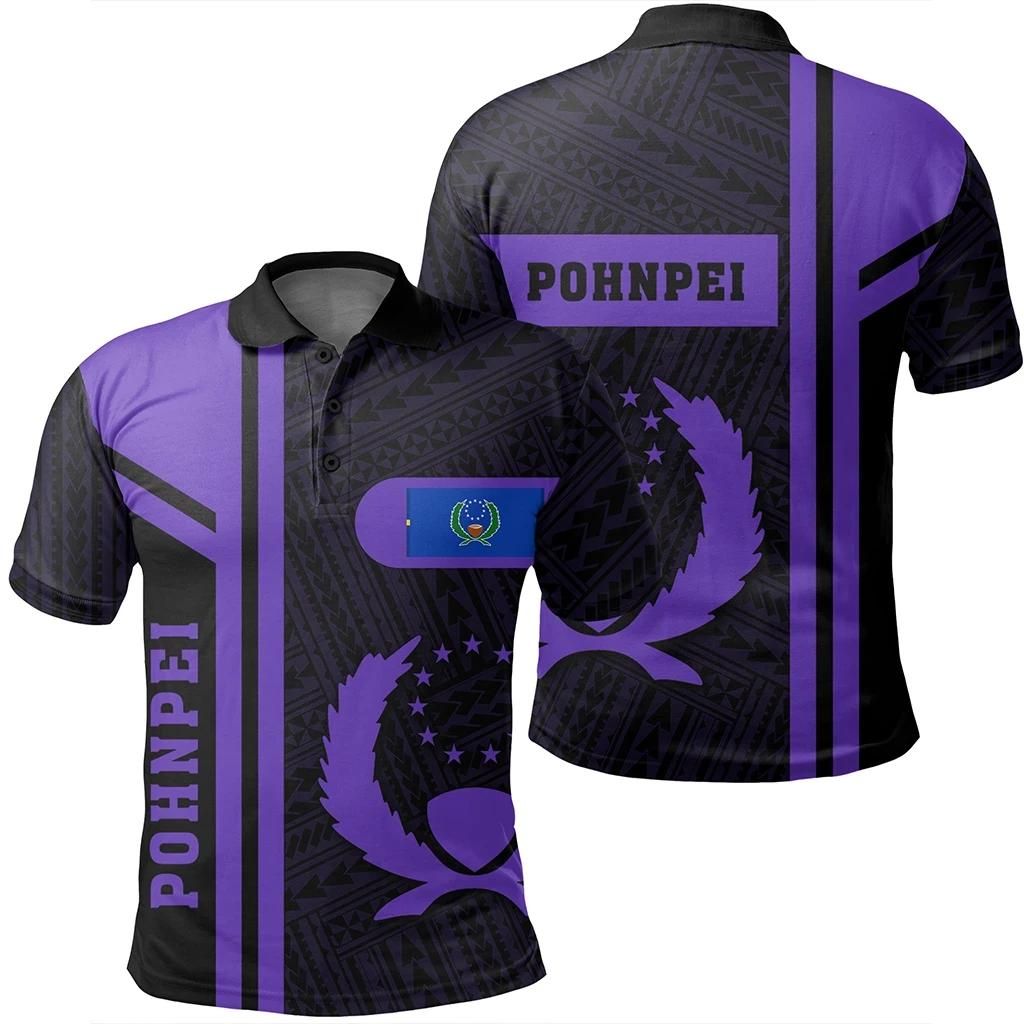 Pohnpei Purple Polo Shirt- Boba Style - AH - J14 Pohnpei Purple Polo Shirt- Boba Style - AH - J14