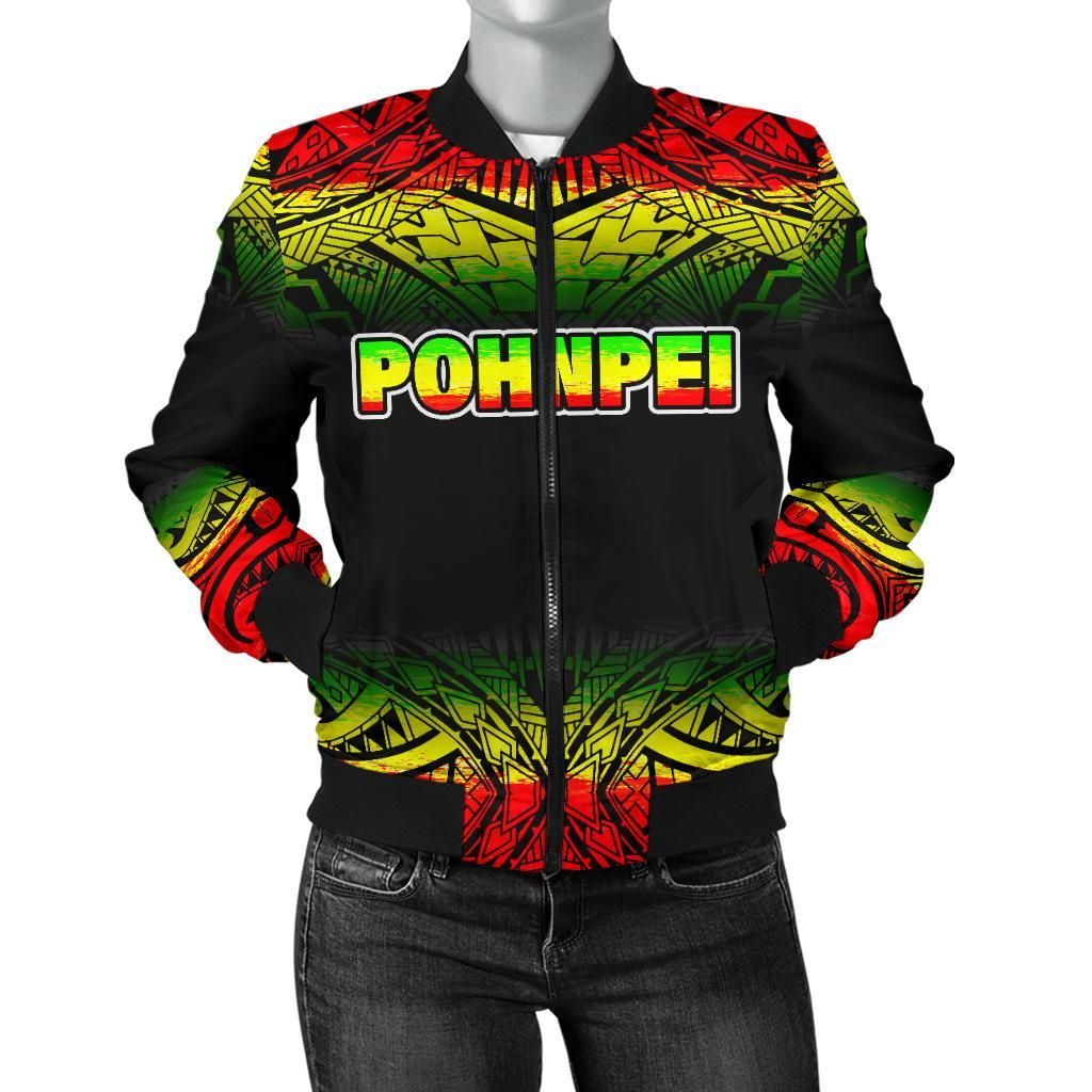 Pohnpei Women's Bomber Jacket - Fog Reggae Style - BN09 Bomber Jacket Pohnpei Women's Bomber Jacket - Fog Reggae Style - BN09 Bomber Jacket