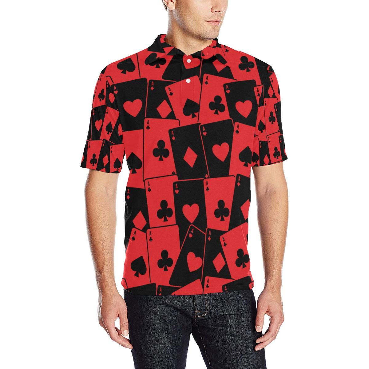 Poker Cards Pattern Print Design A01 Men Polo Shirt Poker Cards Pattern Print Design A01 Men Polo Shirt