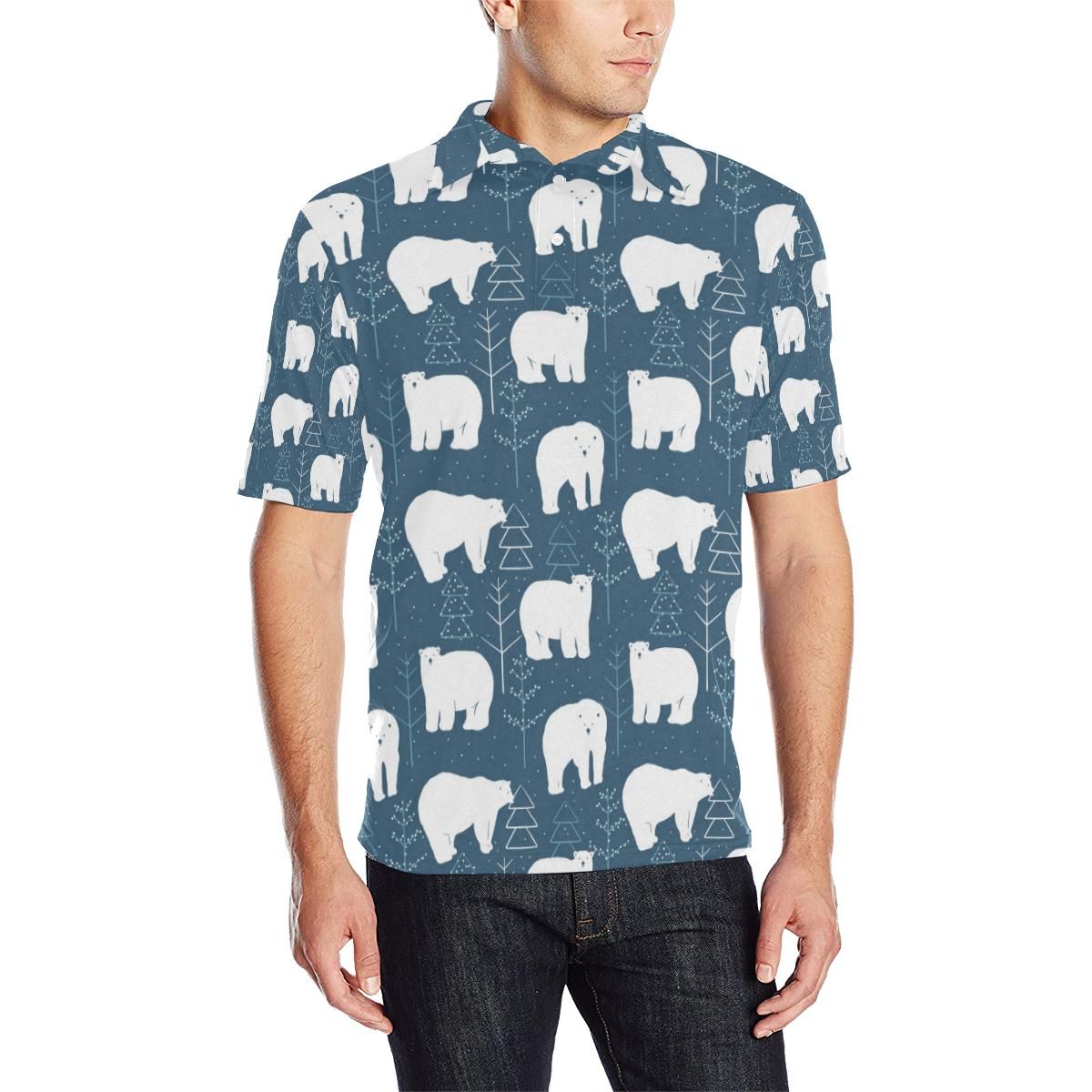 Polar Bear Pattern Print Design A01 Men Polo Shirt Polar Bear Pattern Print Design A01 Men Polo Shirt