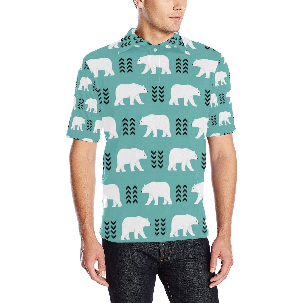 Polar Bear Pattern Print Design A05 Men Polo Shirt Polar Bear Pattern Print Design A05 Men Polo Shirt
