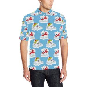 Polar Bear Pattern Print Design Pb06 Men Polo Shirt