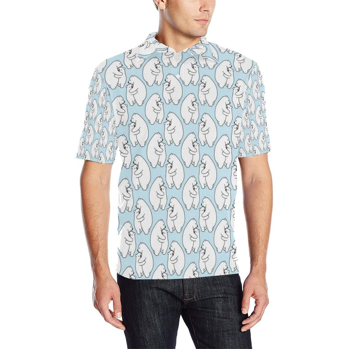 Polar Bear Pattern Print Design Pb08 Men Polo Shirt Polar Bear Pattern Print Design Pb08 Men Polo Shirt