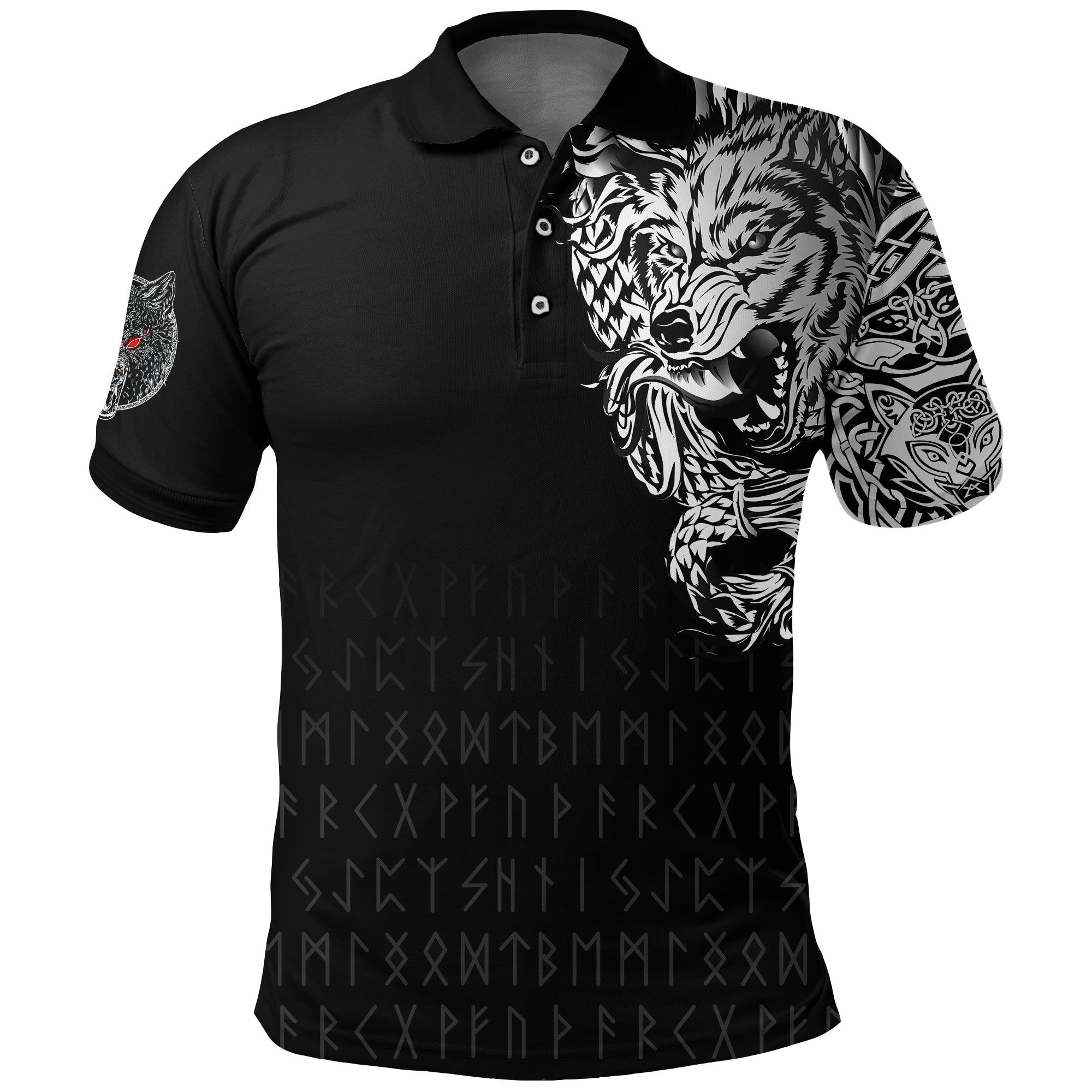 Polo Shirt - Dark Norse Wolf Tattoo A31 Polo Shirt - Dark Norse Wolf Tattoo A31