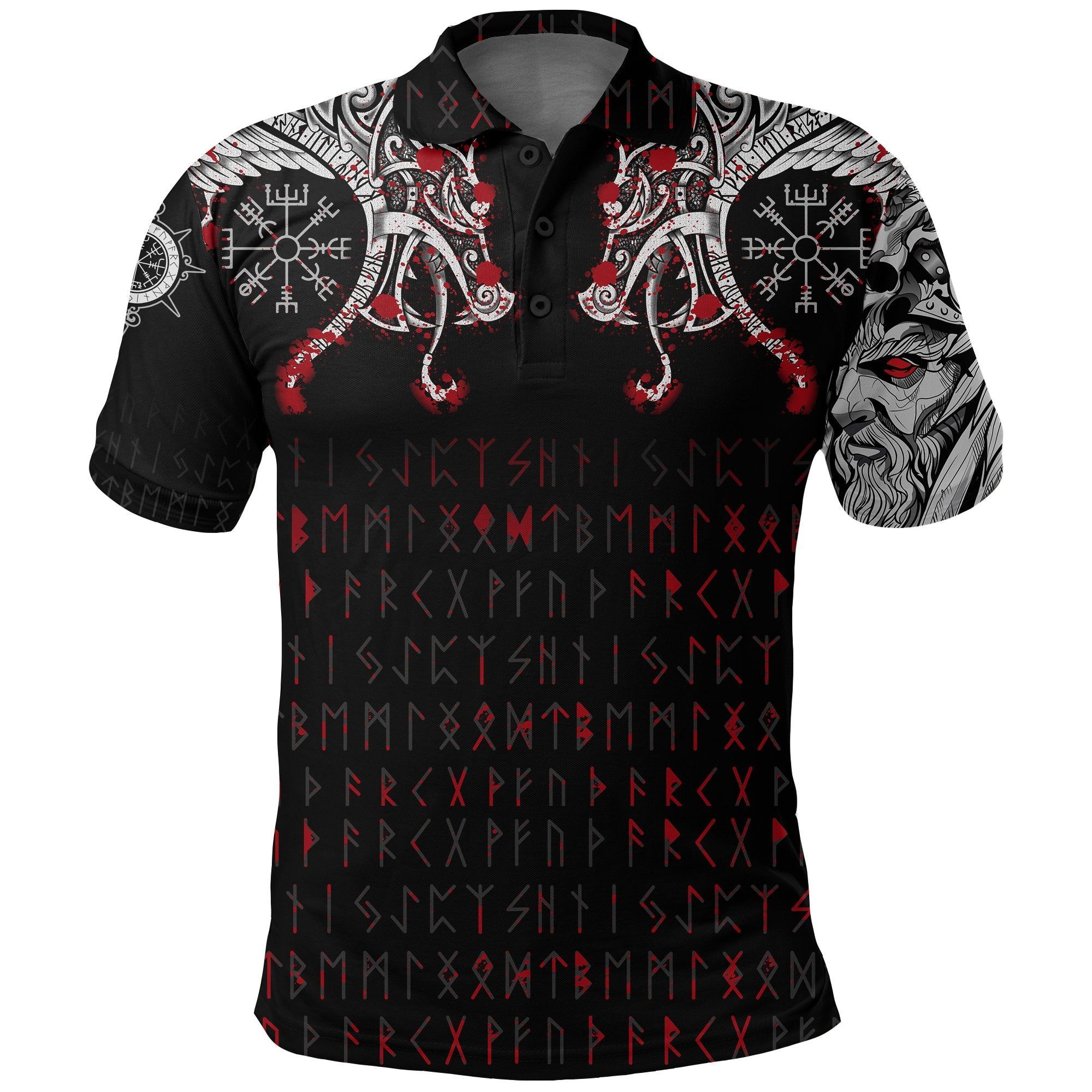 Polo Shirt - Double Dragon Tattoo And Vegvisir Blood A27 Polo Shirt - Double Dragon Tattoo And Vegvisir Blood A27