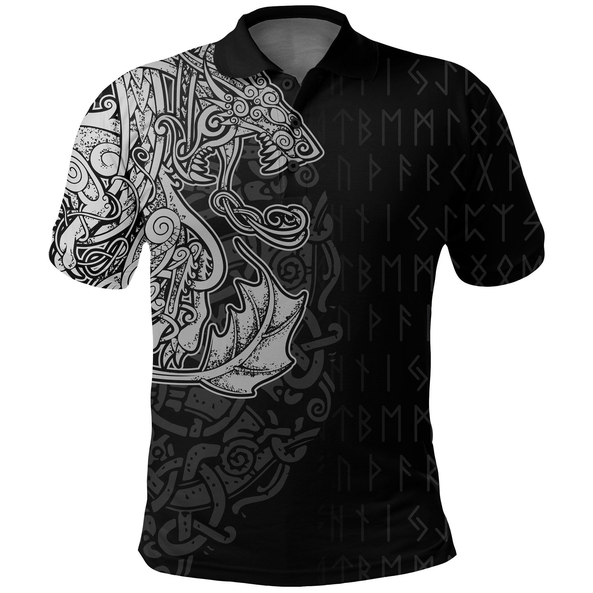 Polo Shirt Fenrir och Jormungand - Special Tattoo Style A7 Polo Shirt Fenrir och Jormungand - Special Tattoo Style A7