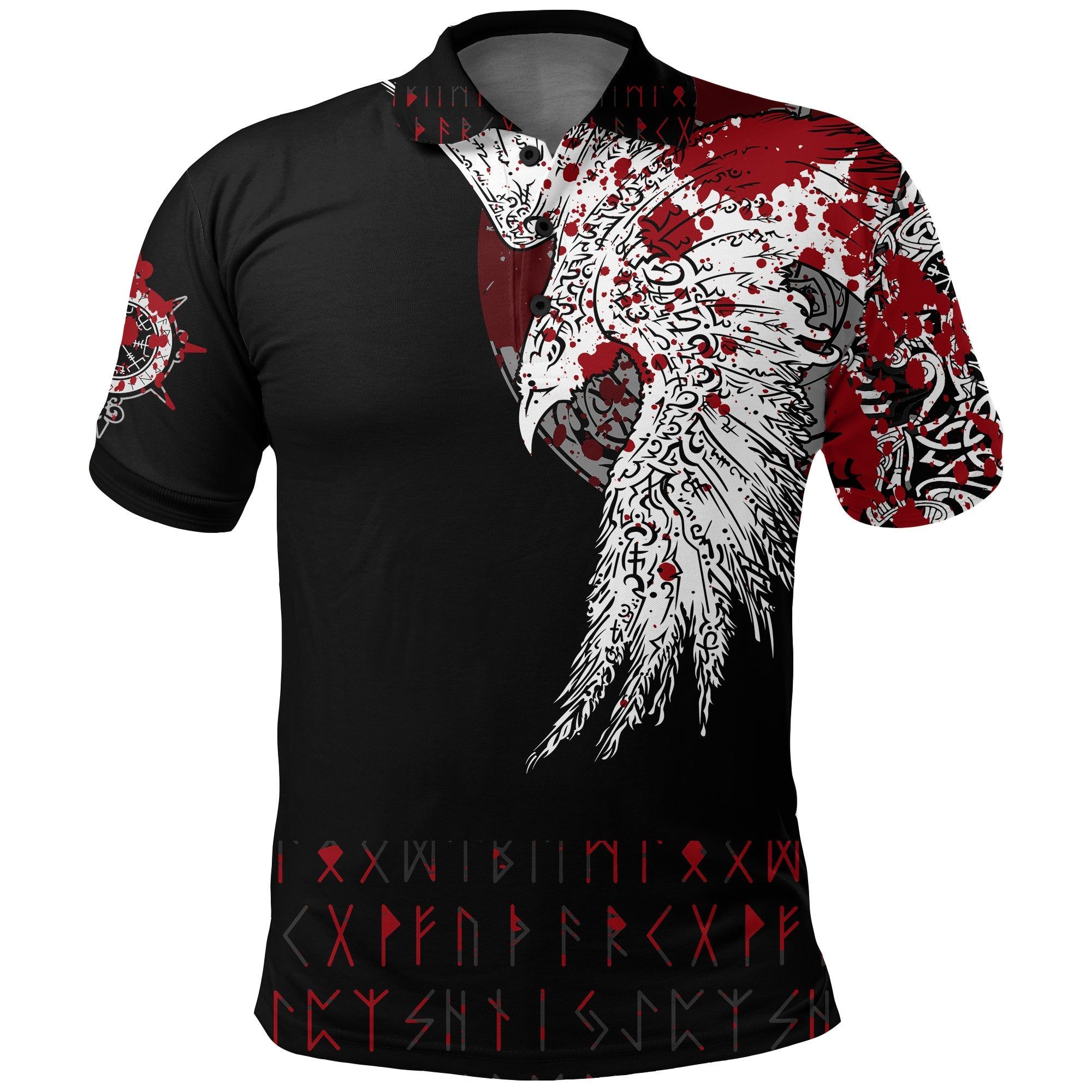 Polo Shirt - Mystical Raven Tattoo Style Blood A31 Polo Shirt - Mystical Raven Tattoo Style Blood A31