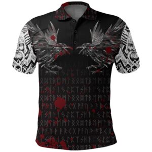 Polo Shirt - Odin Huginn and Muninn Rune Blood A27