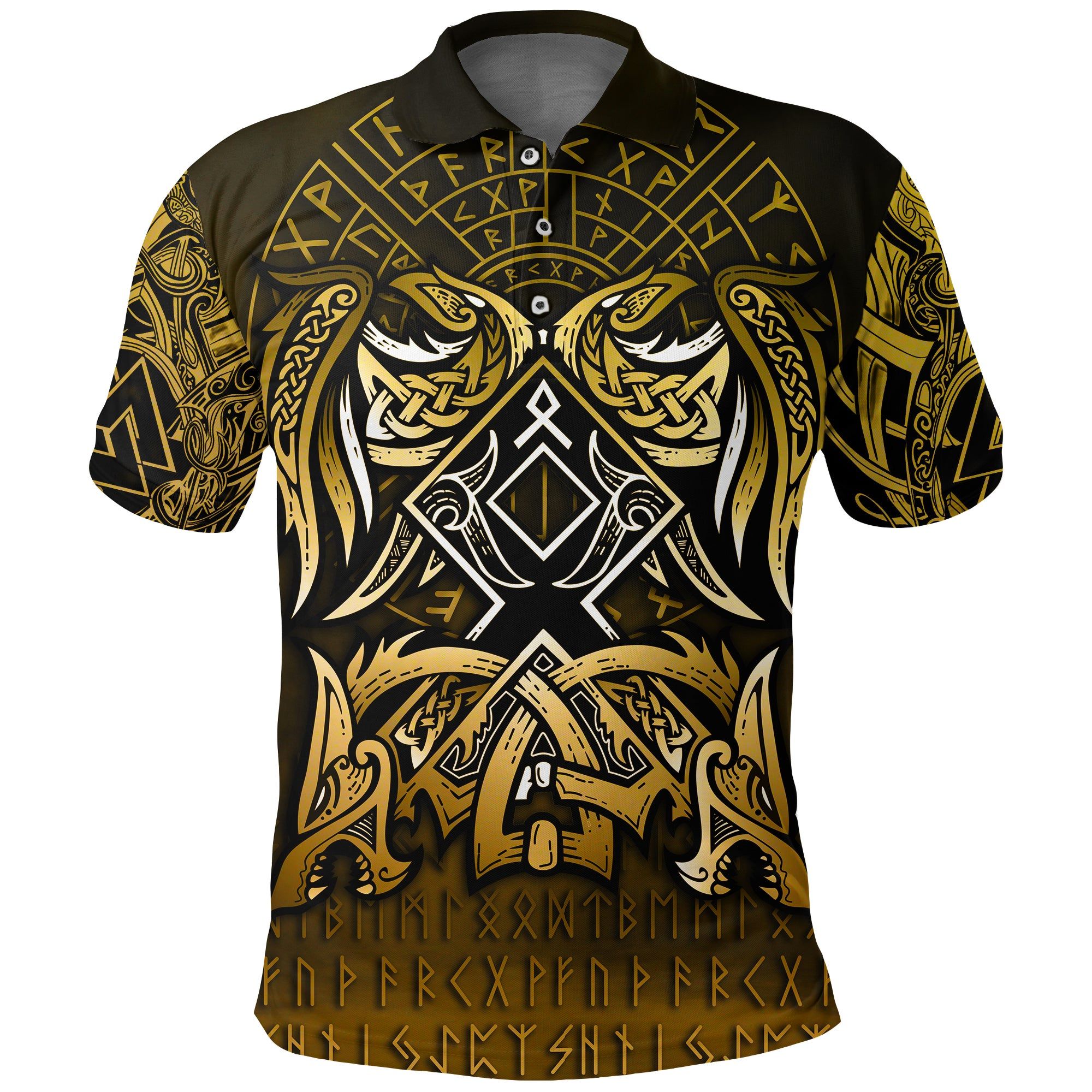 Polo Shirt - Othala and Raven Golden A31 Polo Shirt - Othala and Raven Golden A31