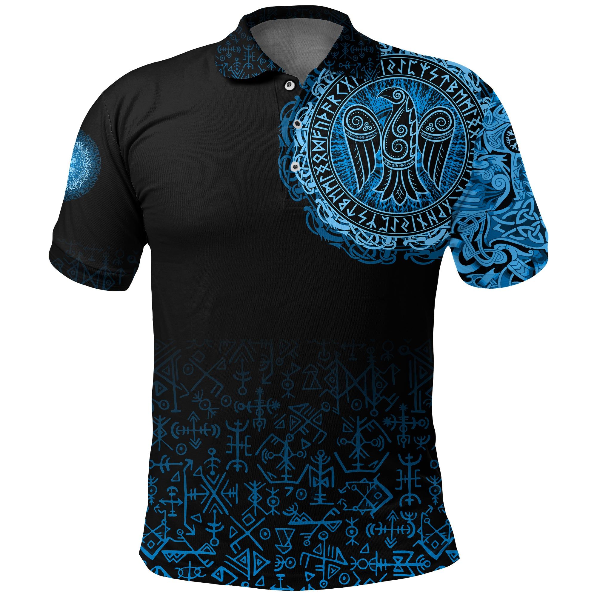 Polo Shirt - Raven Celtic Cyan A31 Polo Shirt - Raven Celtic Cyan A31