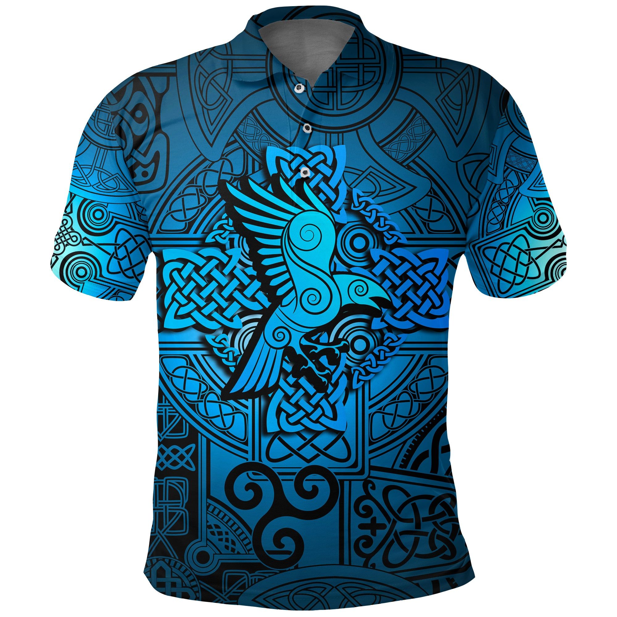 Polo Shirt - Raven Odin Celtic Cyan A31 Polo Shirt - Raven Odin Celtic Cyan A31