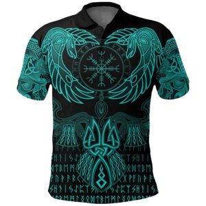 Polo Shirt Raven Of Odin Cyan A15
