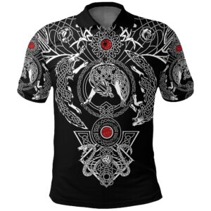 Polo Shirt - Tattoo All Over Print Black A7