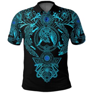 Polo Shirt - Tattoo All Over Print Blue A7