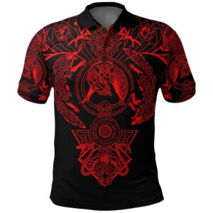 Polo Shirt - Tattoo All Over Print Red A7