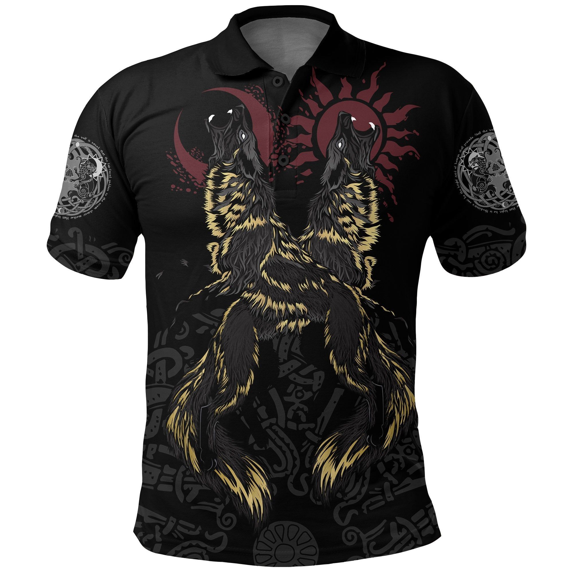 Polo Shirt - The Wolves Skoll and Hati A7 Polo Shirt - The Wolves Skoll and Hati A7