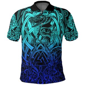 Polo Shirt - Valknut and Dragon Tattoo Special Blue A31
