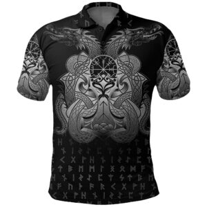 Polo Shirt - Vegvisir Mjolnir and Dragon Norse Tattoo A7