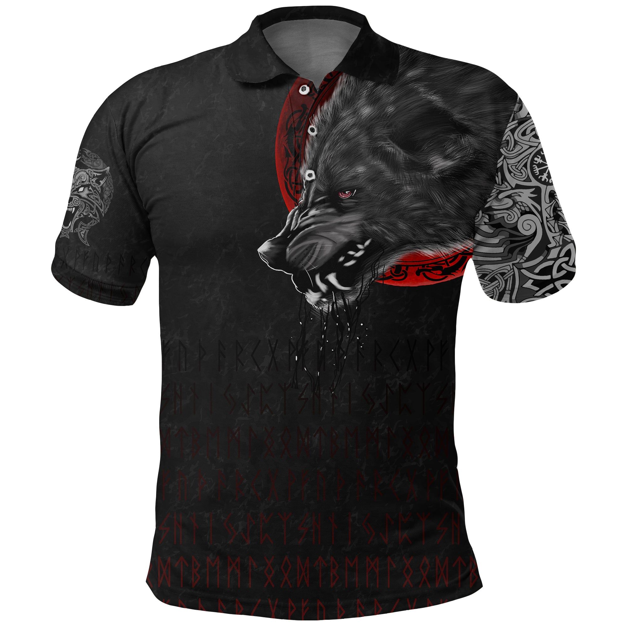 Polo Shirt - Wolf And Blood Moon A31 Polo Shirt - Wolf And Blood Moon A31