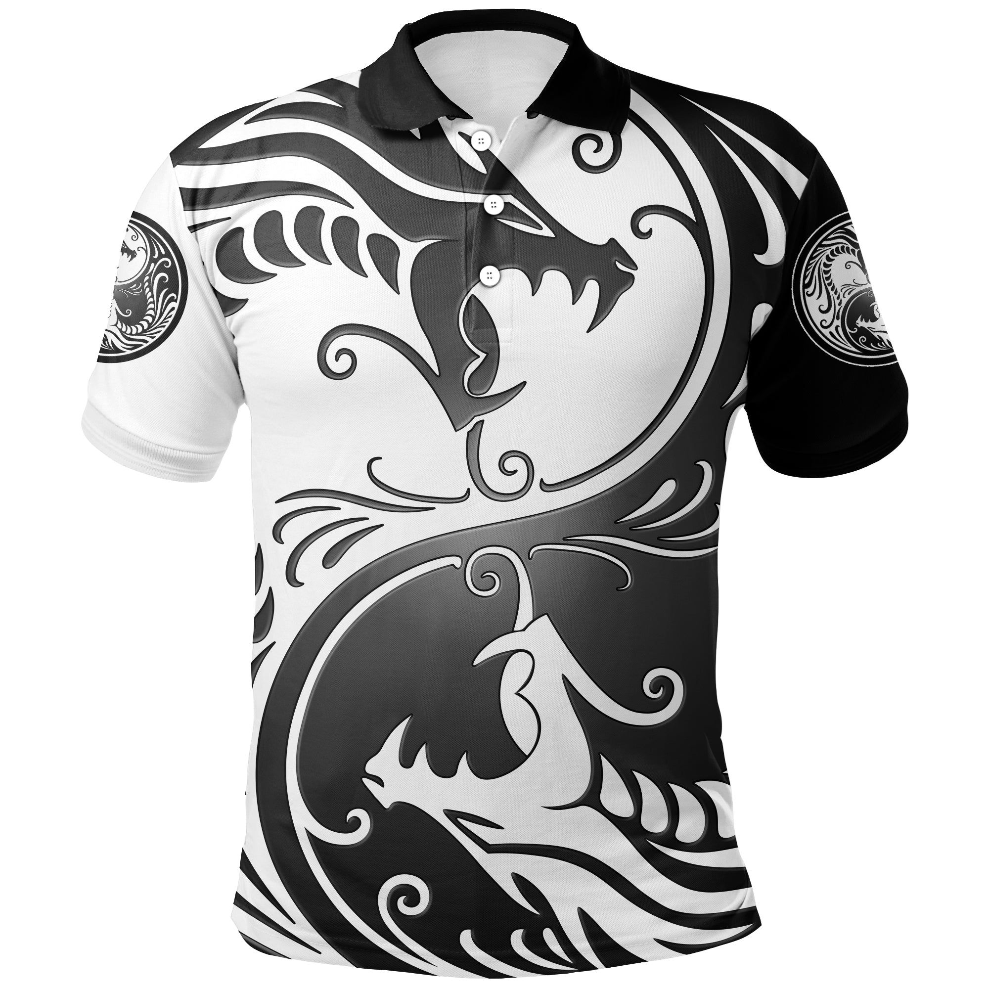 Polo Shirt - Ying Yang Dragon A21 Polo Shirt - Ying Yang Dragon A21