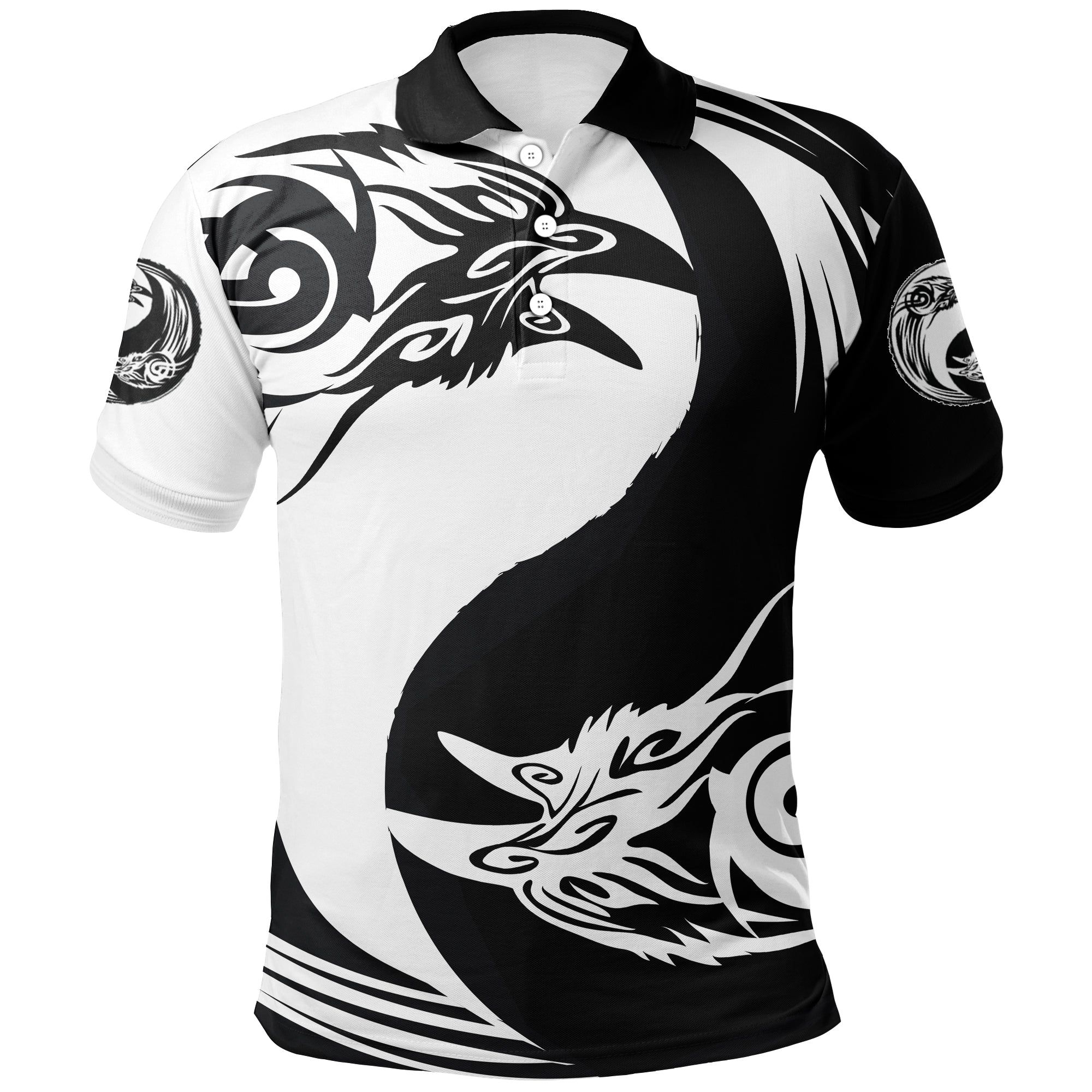 Polo Shirt - Ying Yang Raven A21 Polo Shirt - Ying Yang Raven A21
