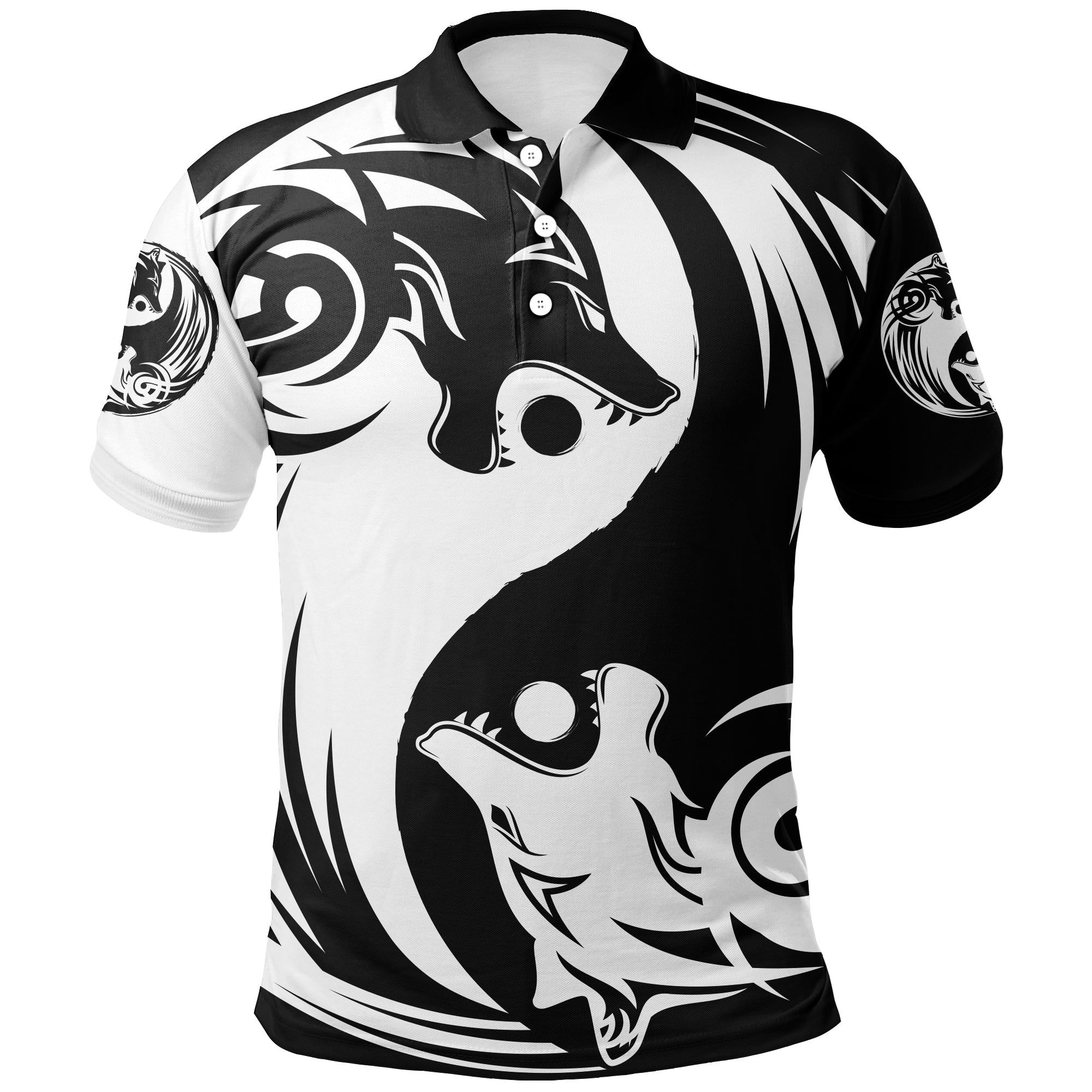Polo Shirt - Ying Yang Wolf A21 Polo Shirt - Ying Yang Wolf A21