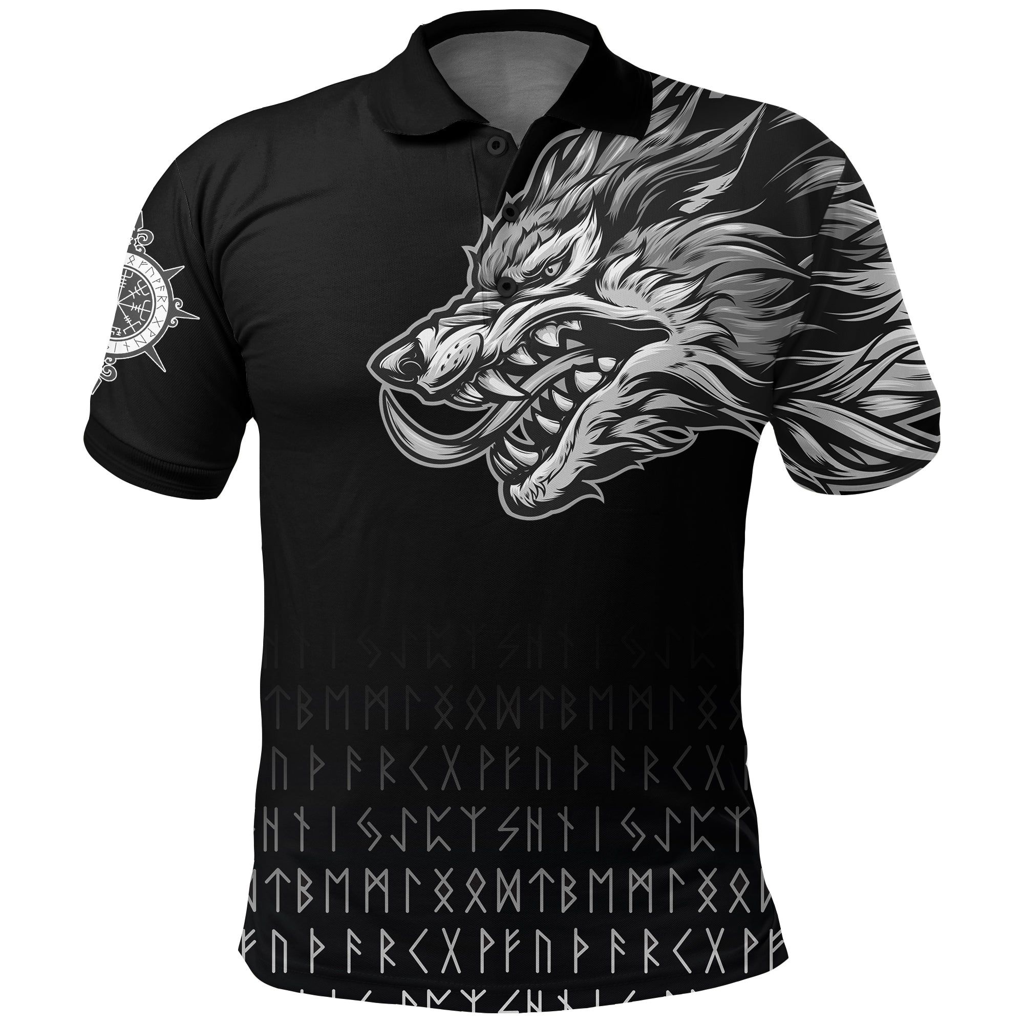 Polo Shirts Fenrir Wolf Near Shoulder A27 Polo Shirts Fenrir Wolf Near Shoulder A27