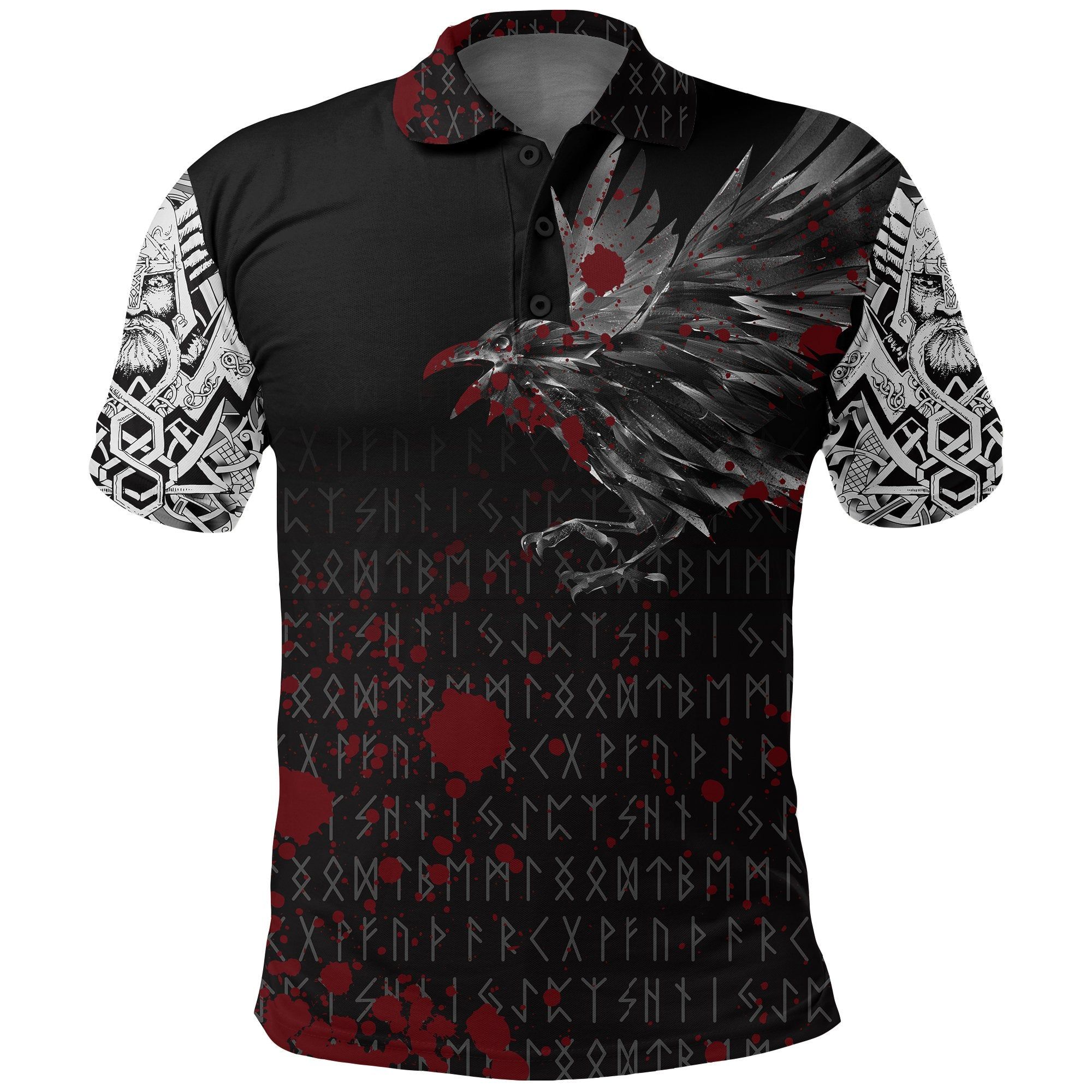 Polo Shirts - The Raven Of Odin Rune Blood A27 Polo Shirts - The Raven Of Odin Rune Blood A27