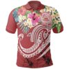 Polynesian American Samoa Polo Shirt - Summer Plumeria (Red) - BN15