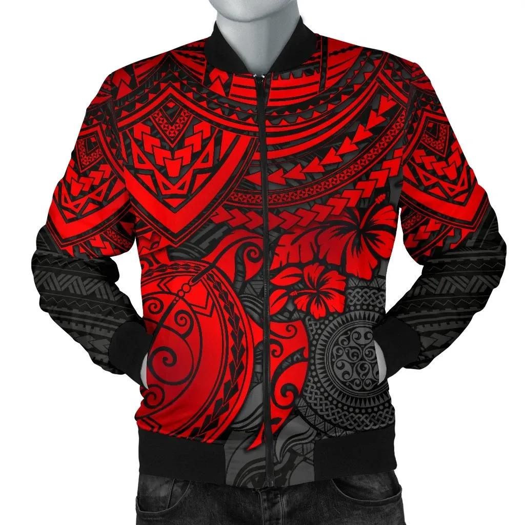 Polynesian Bomber Jacket (Men) - Polynesian Red Turtle - BN15 Bomber Jacket Polynesian Bomber Jacket (Men) - Polynesian Red Turtle - BN15 Bomber Jacket