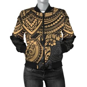 Polynesian Bomber Jacket (Women) - Polynesian Golden Turtle - BN15 Bomber Jacket