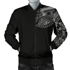 Polynesian Chest Tattoo Men's Bomber Jacket Gray A7 Bomber Jacket
