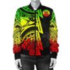 Polynesian Guinea Women's Bomber Jacket - Moana Maui Tattoo With Coat Of Arm Guinea Reggea - BN17 Bomber Jacket