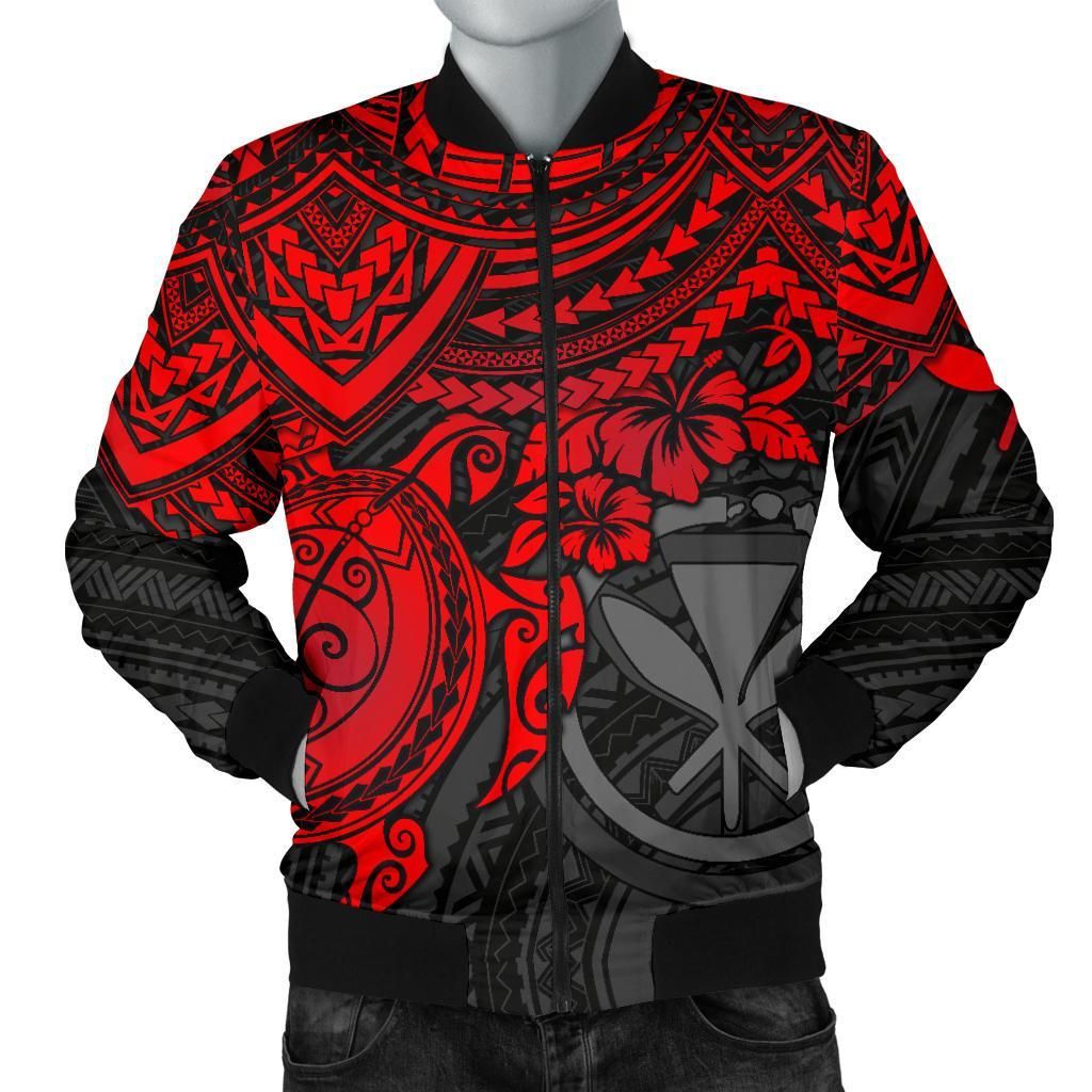 Polynesian Hawaii Bomber Jacket (Men) - Red Turtle - BN1518 Bomber Jacket Polynesian Hawaii Bomber Jacket (Men) - Red Turtle - BN1518 Bomber Jacket