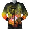 Polynesian Hawaii Custom Personalised Men's Bomber Jacket - Humpback Whale with Tropical Flowers (Yellow)- BN18 Bomber Jacket