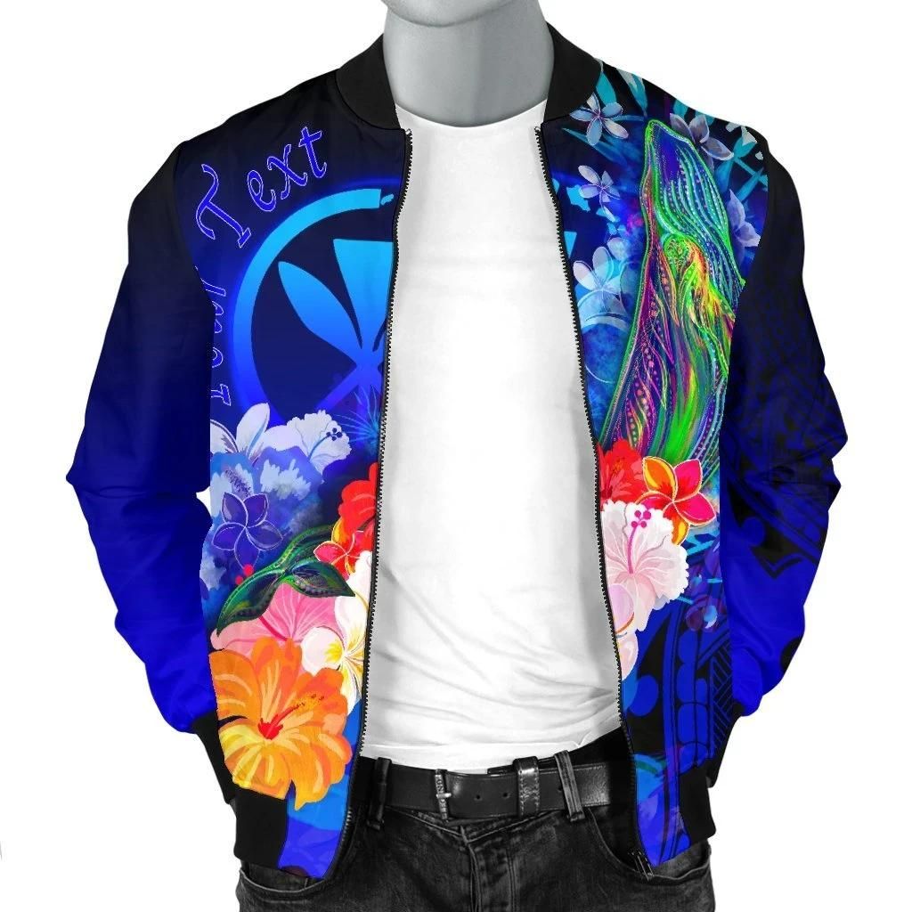 Polynesian-Hawaii-Custom-Personalised-Mens-Bomber-Jacket-Kanaka-Maoli-Humpback-Whale-with-Tropical-Flowers-Blue-BN18-Bomber-Jacket-2